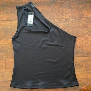 Black Dynamite one shoulder top with cutout. New with tags, size S!